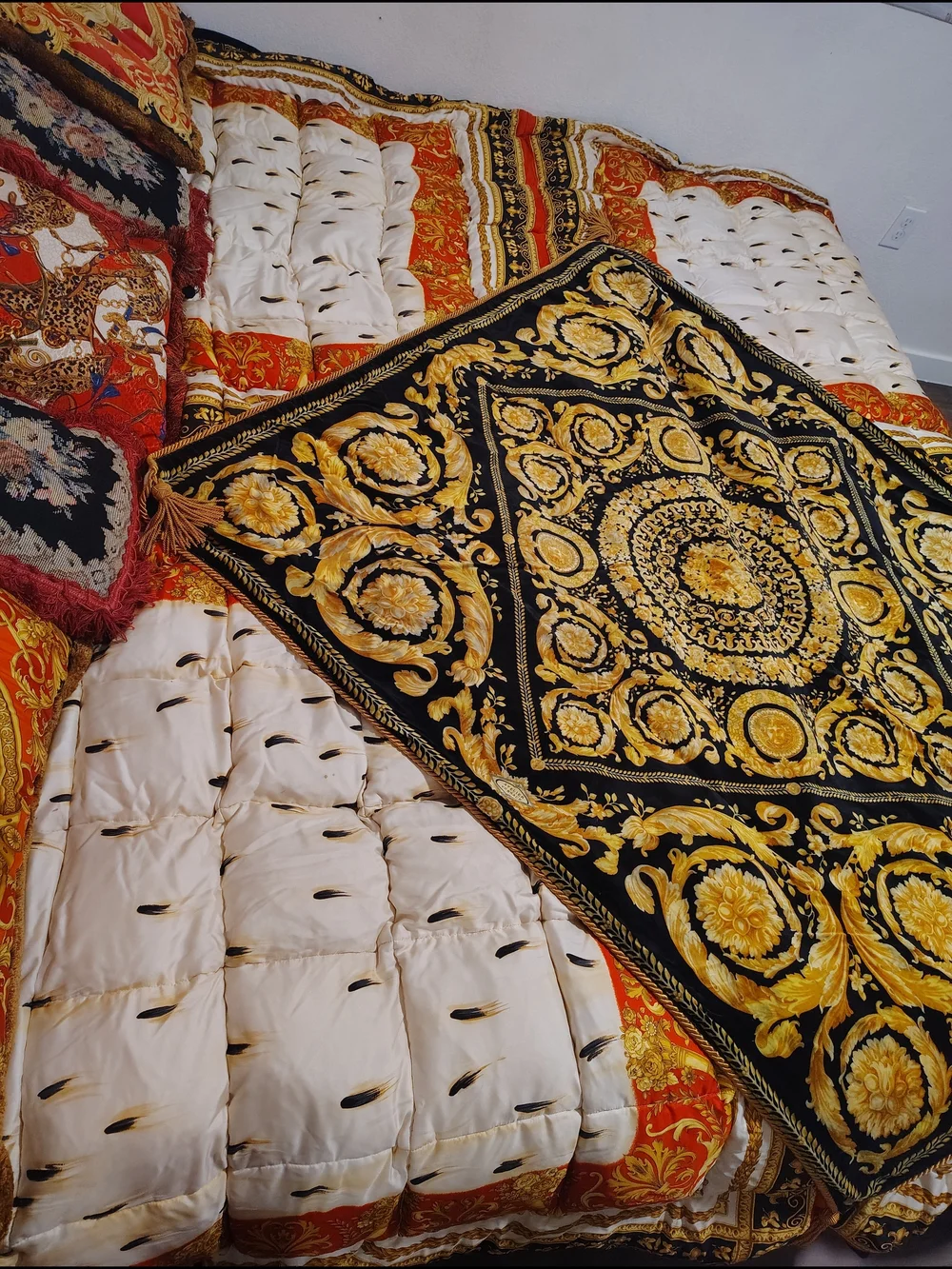 Versace Collection White and Gold Baroque Comforter